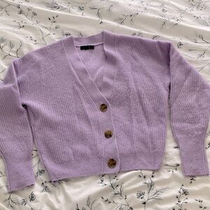 J Crew Alpaca Wool Lilac Sweater Cardigan